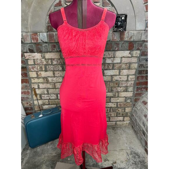 slip dress full slip red 1950s - Picture 1 of 11